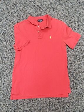 Ralph Lauren Coral Polo Shirt with Yellow Pony Accent